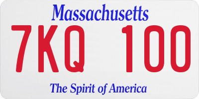 MA license plate 7KQ100