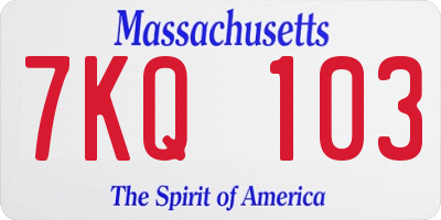 MA license plate 7KQ103