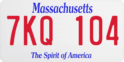 MA license plate 7KQ104