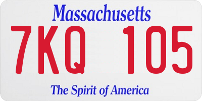 MA license plate 7KQ105