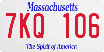 MA license plate 7KQ106