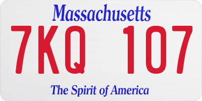 MA license plate 7KQ107