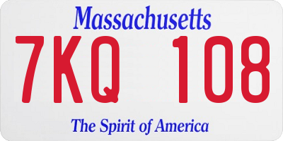 MA license plate 7KQ108