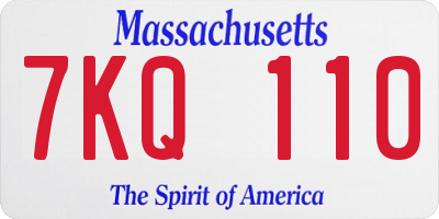 MA license plate 7KQ110
