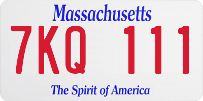MA license plate 7KQ111