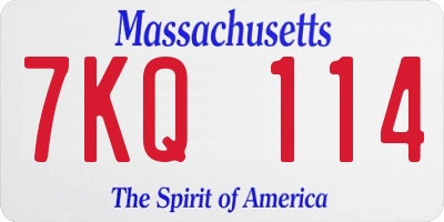 MA license plate 7KQ114