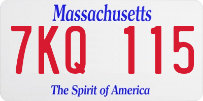 MA license plate 7KQ115
