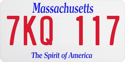MA license plate 7KQ117