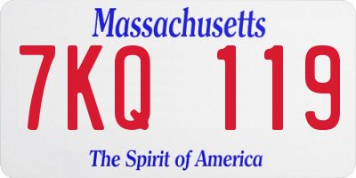 MA license plate 7KQ119