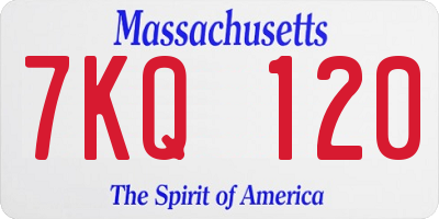MA license plate 7KQ120
