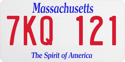 MA license plate 7KQ121