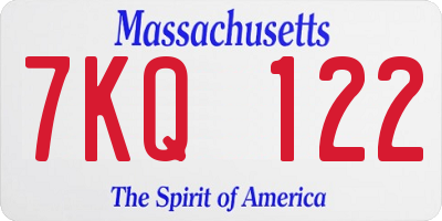 MA license plate 7KQ122