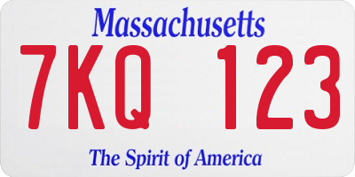 MA license plate 7KQ123