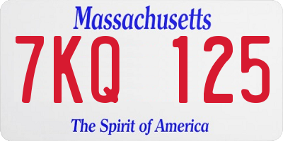 MA license plate 7KQ125