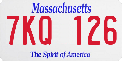 MA license plate 7KQ126