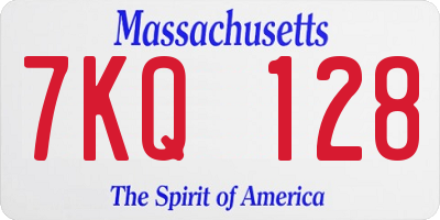 MA license plate 7KQ128
