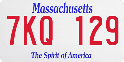 MA license plate 7KQ129