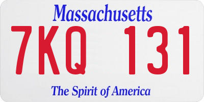 MA license plate 7KQ131