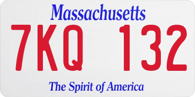 MA license plate 7KQ132