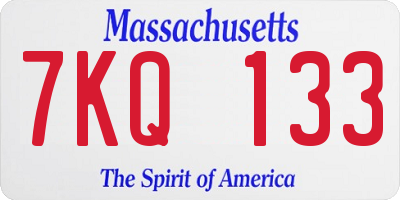 MA license plate 7KQ133