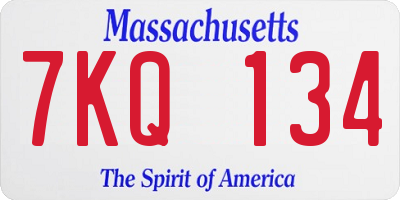 MA license plate 7KQ134