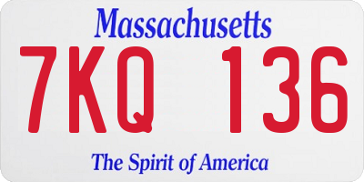 MA license plate 7KQ136