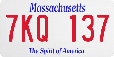 MA license plate 7KQ137