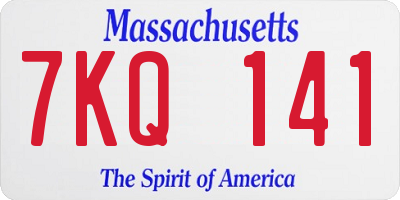 MA license plate 7KQ141