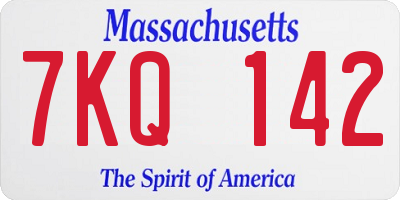 MA license plate 7KQ142
