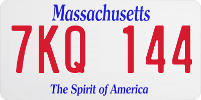MA license plate 7KQ144