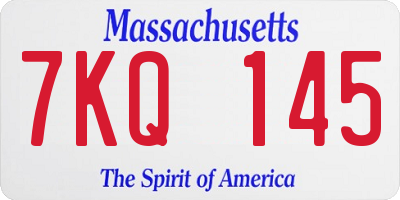 MA license plate 7KQ145