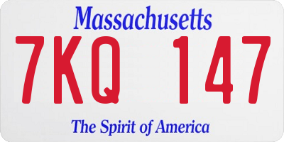 MA license plate 7KQ147