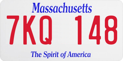 MA license plate 7KQ148