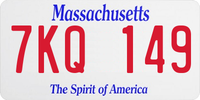 MA license plate 7KQ149
