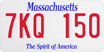 MA license plate 7KQ150