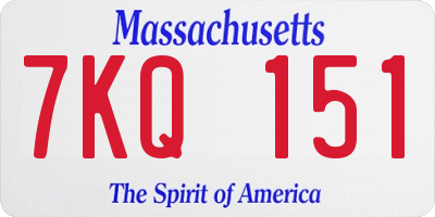 MA license plate 7KQ151
