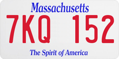 MA license plate 7KQ152