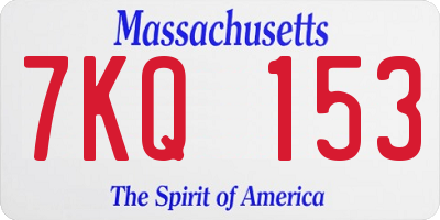 MA license plate 7KQ153