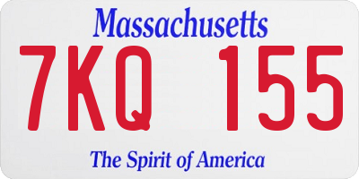MA license plate 7KQ155