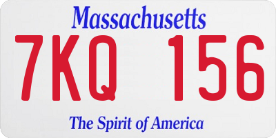 MA license plate 7KQ156