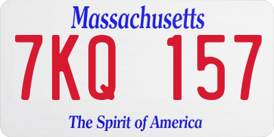 MA license plate 7KQ157