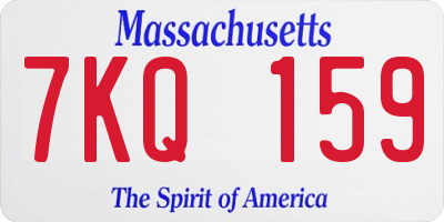 MA license plate 7KQ159