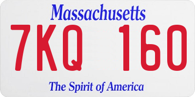 MA license plate 7KQ160