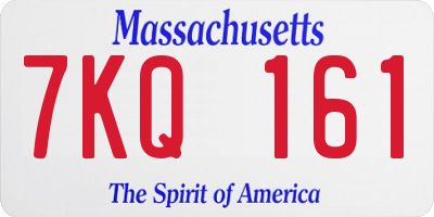 MA license plate 7KQ161