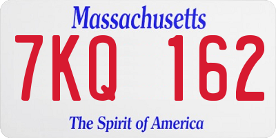MA license plate 7KQ162