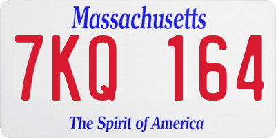 MA license plate 7KQ164