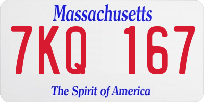 MA license plate 7KQ167