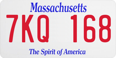 MA license plate 7KQ168