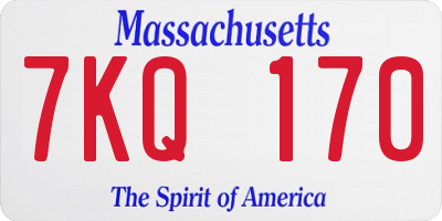 MA license plate 7KQ170