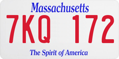 MA license plate 7KQ172